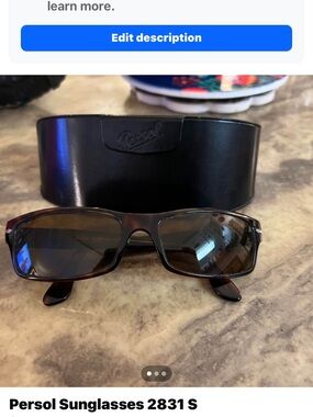Persol Tortoiseshell Rectangular Sunglasses with Brown Accents